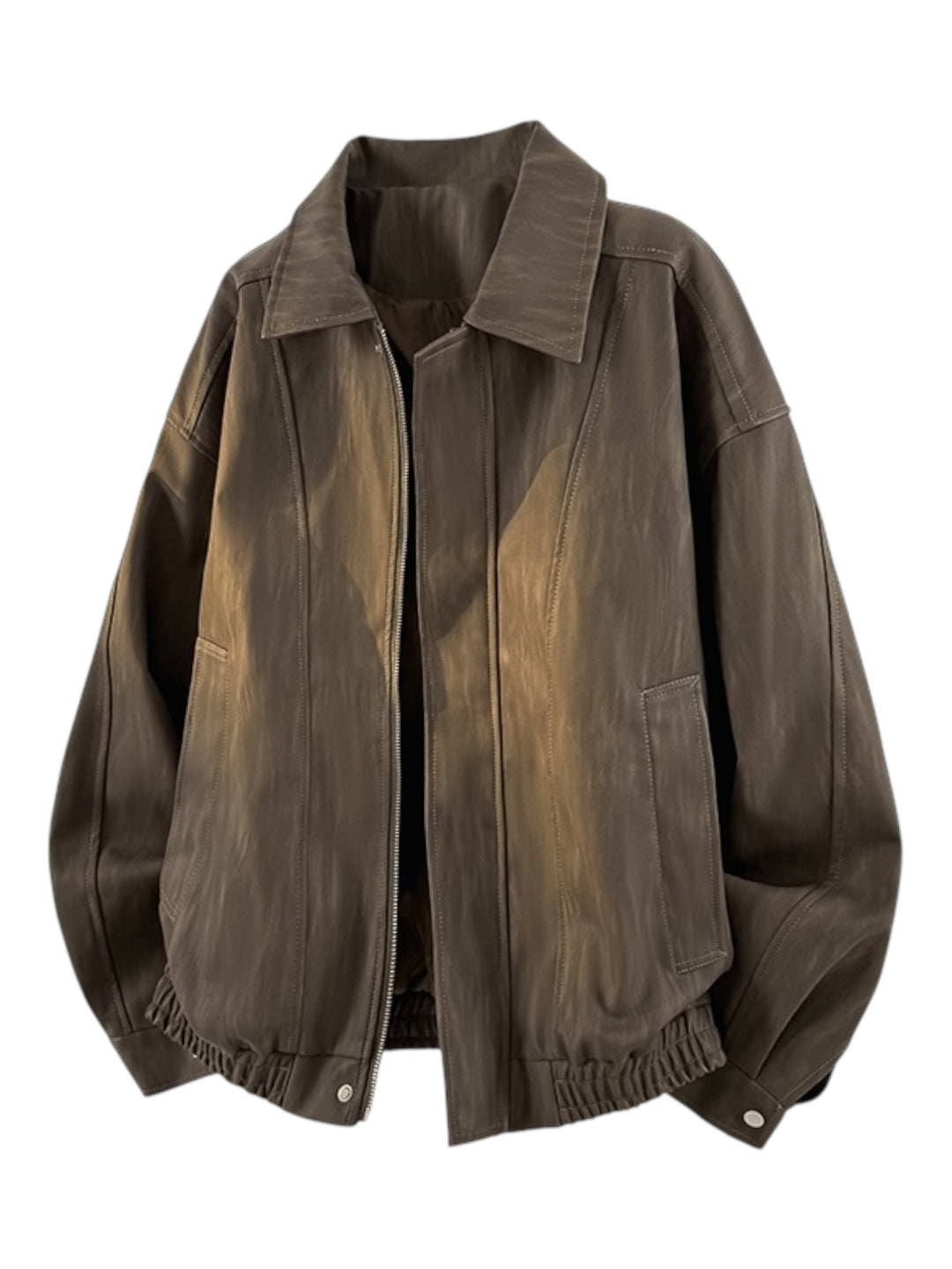 DYED FAUX LEATHER HARRINGTON JACKET st5064