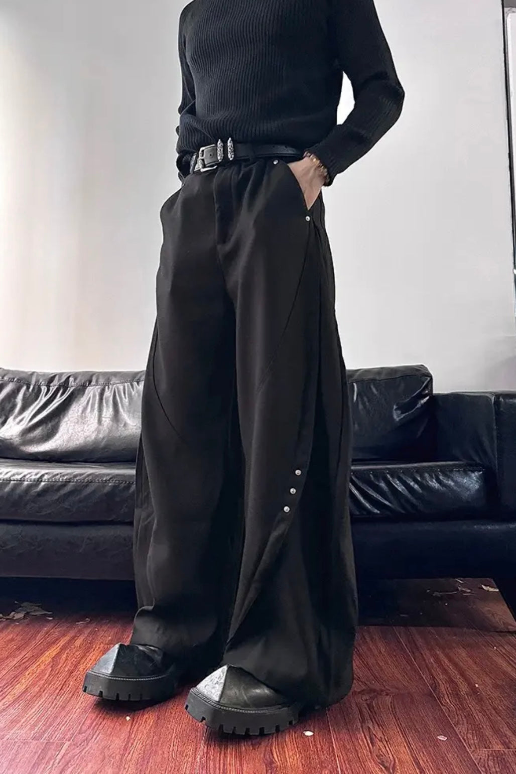 [FLAT ROOM] VINTAGE WIDE-LEG PANEL TROUSERS ST2053