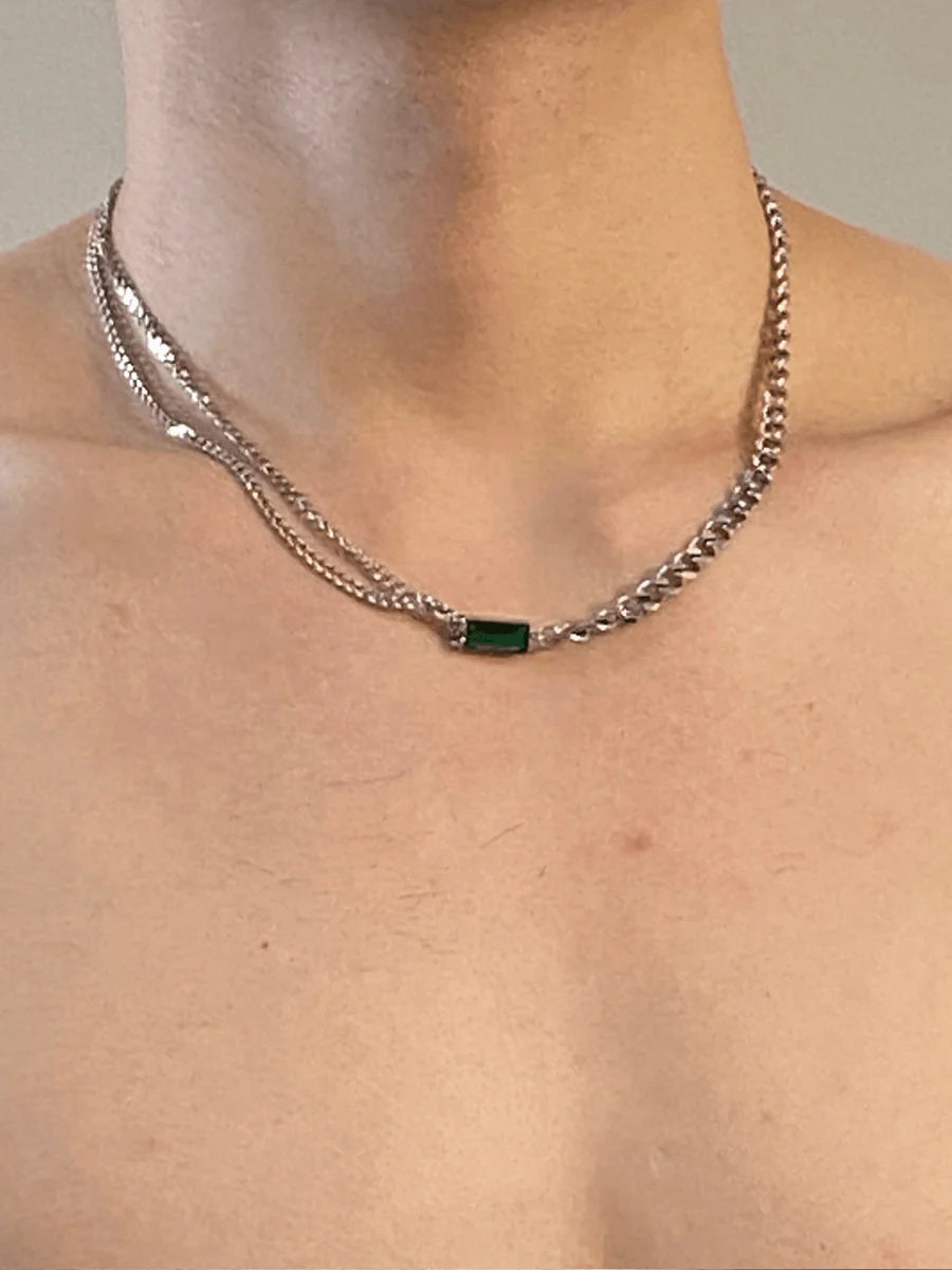 SQUARE GREEN DIAMOND NECKLACE ST1198