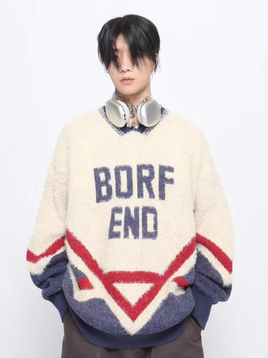 saferido 【Mz】broken holes design oversize knit na1545
