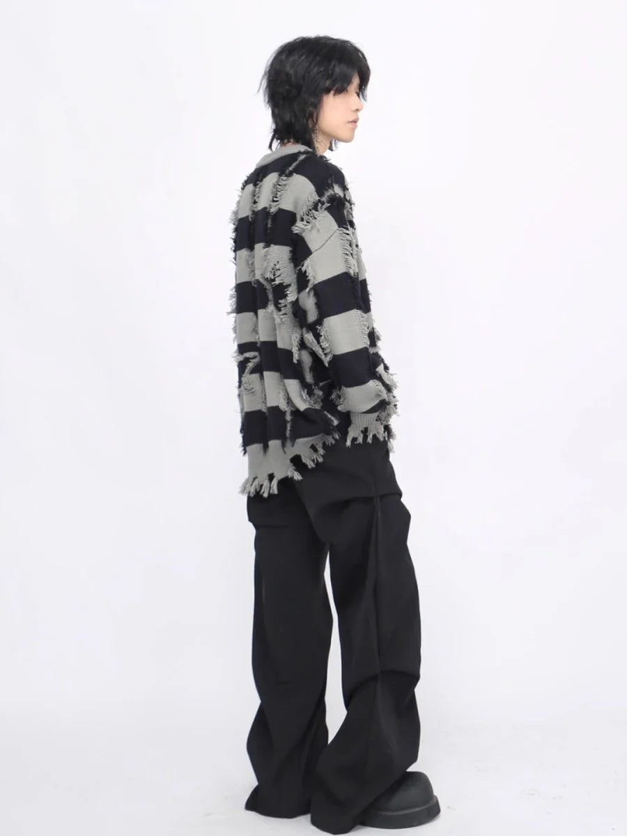 [MZ] HOLES STRIPED CASUAL KNITWEAR ST1046