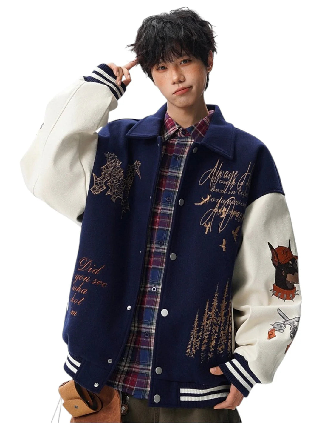 [W.K] PATCHED VARSITY EMBROIDERED JACKET st5030