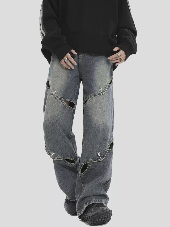 METAL HOLE BREAKING JEANS ST1231