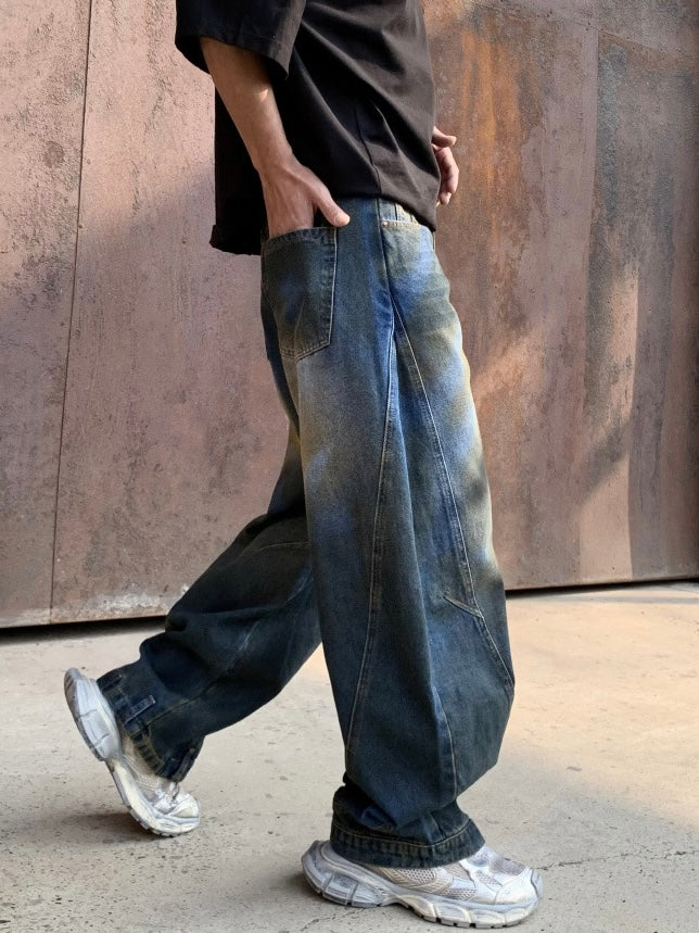 [FLAT ROOM ]VINTAGE WASHED WIDE-LEG JEANS ST1261