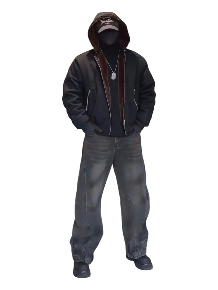 [YouLin] RETRO SHEARLING BOMBER JACKET ST1261