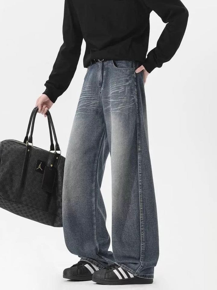 WASHED DRAPE STRAIGHT JEANS st5057