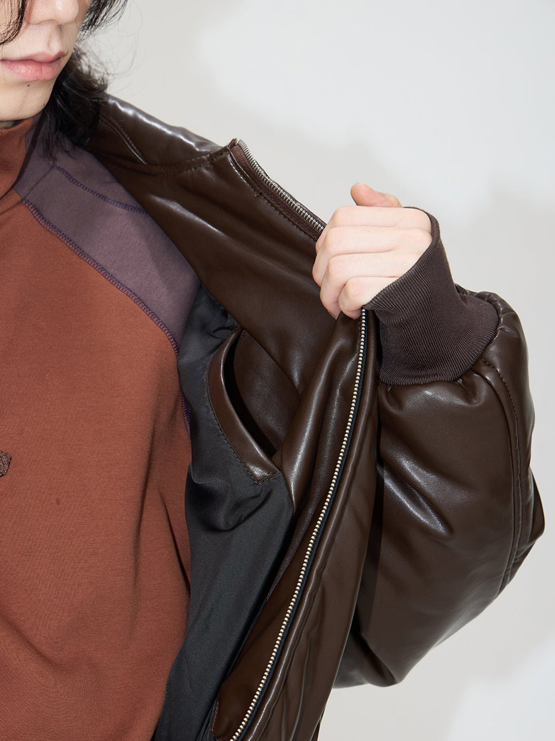 [PeopleStyle] Vintage Drop Shoulder Leather Cotton Jacket st1792