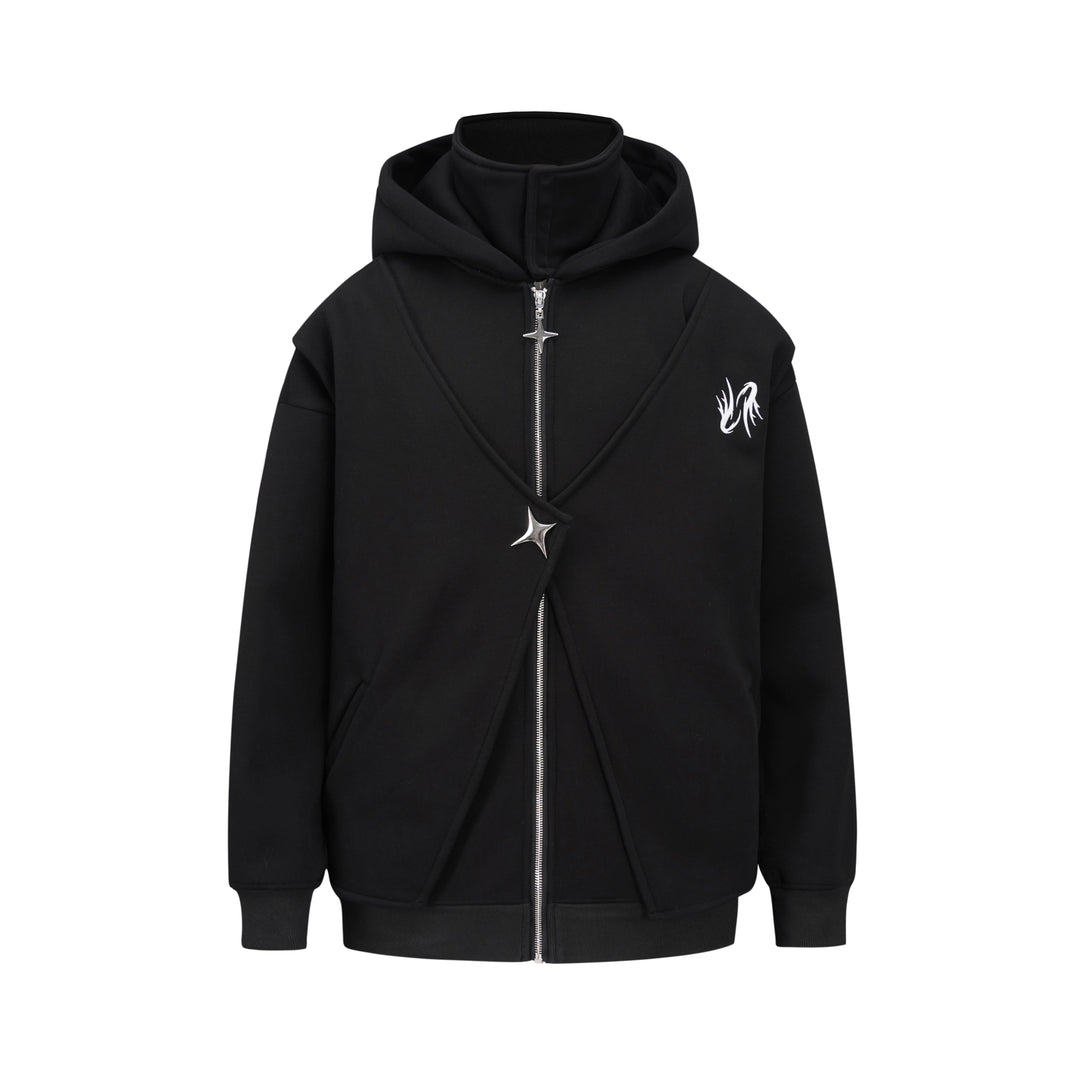 FAKE-LAYER ZIP-UP HOODIE  TT011