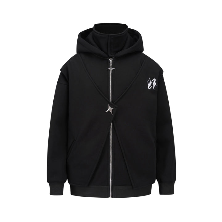 FAKE-LAYER ZIP-UP HOODIE  TT011