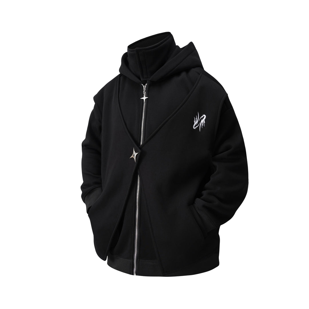 FAKE-LAYER ZIP-UP HOODIE  TT011