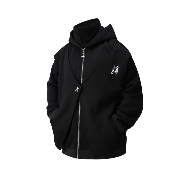 FAKE-LAYER ZIP-UP HOODIE  TT011