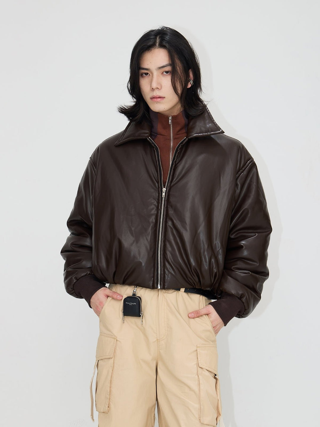 [PeopleStyle] Vintage Drop Shoulder Leather Cotton Jacket st1792