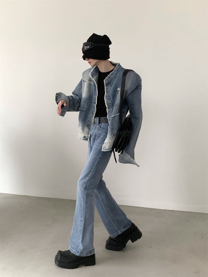 [AutumnWind] shoulder pad denim jacket st1962