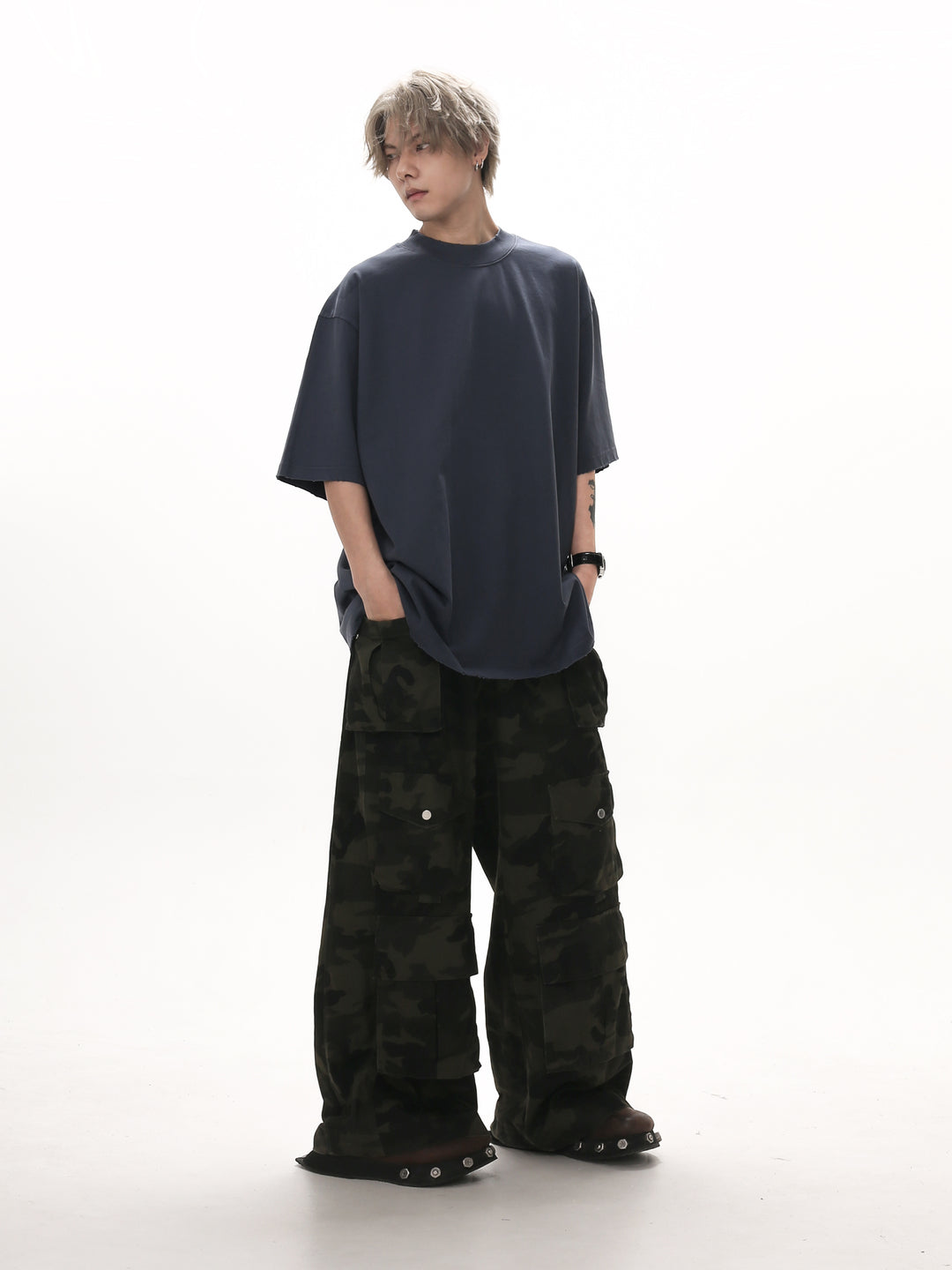 [GIBBYCNA] multi-pocket loose casual pants st2043