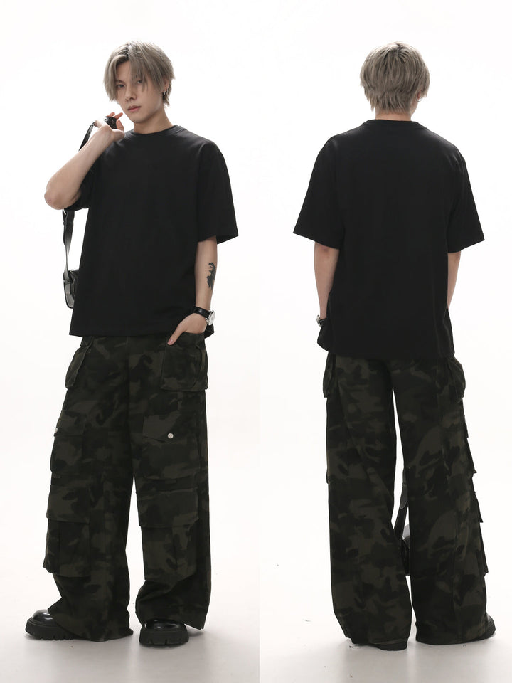 [GIBBYCNA] multi-pocket loose casual pants st2043