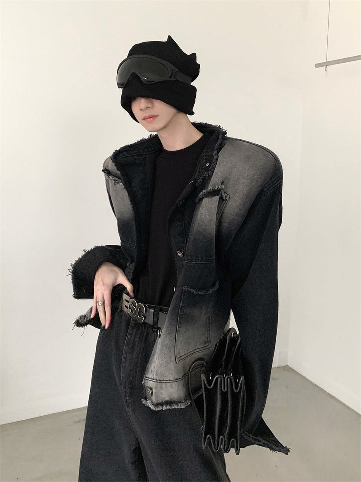 [AutumnWind] shoulder pad denim jacket st1962