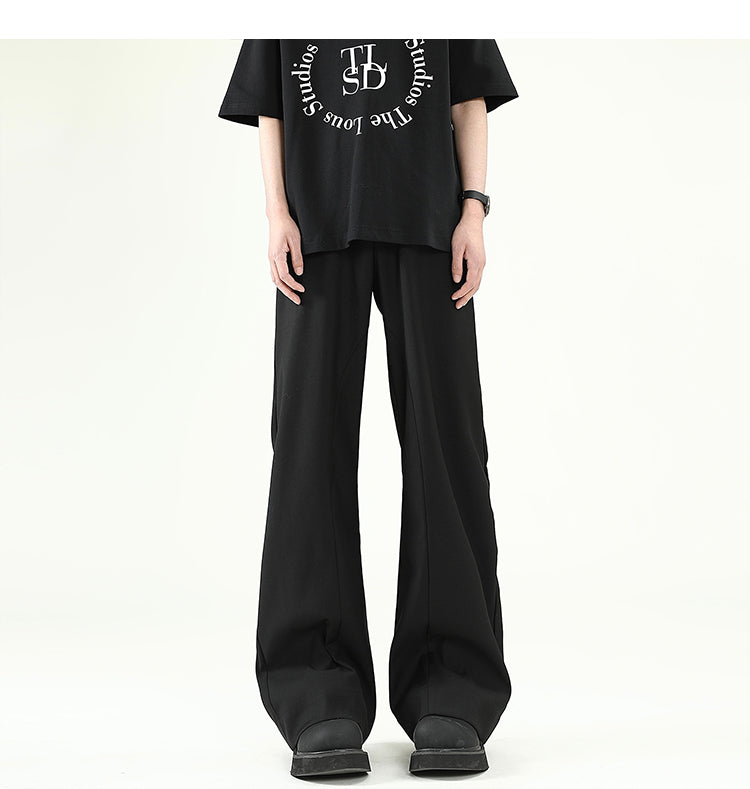 [FLAT ROOM] RELAXED WIDE-LEG BLACK TROUSERS st2073