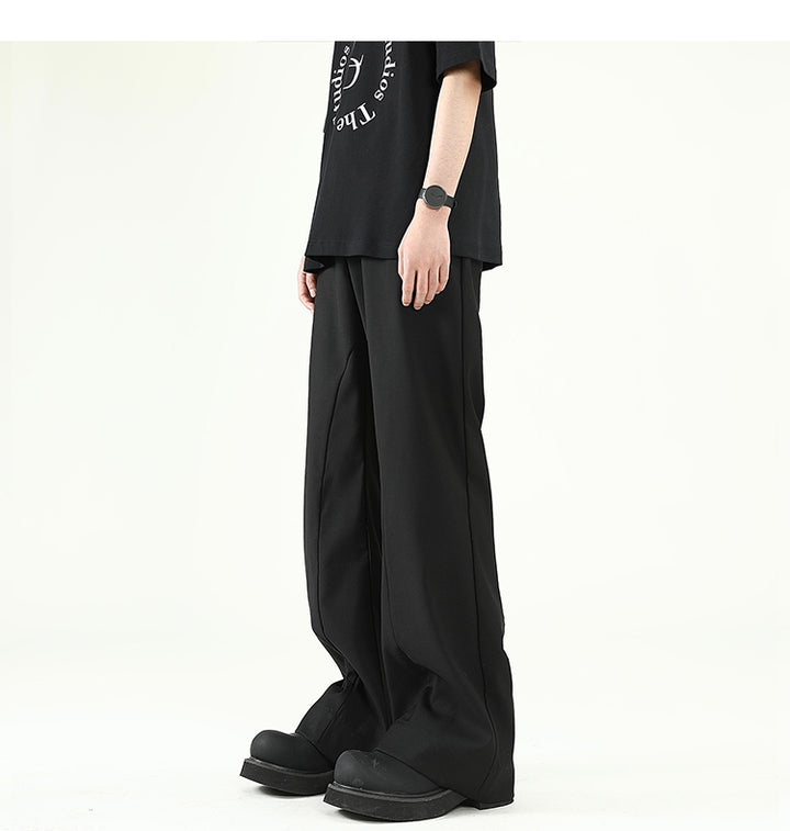 [FLAT ROOM] RELAXED WIDE-LEG BLACK TROUSERS st2073