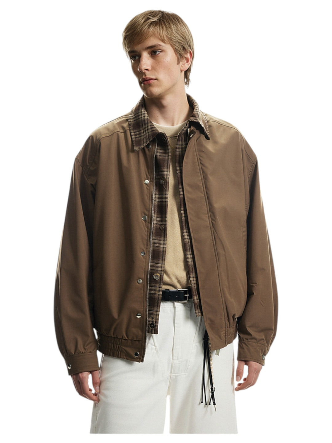 LAYERED PLAID WORK JACKET st5083