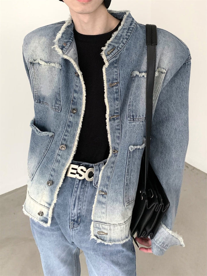 [AutumnWind] shoulder pad denim jacket st1962