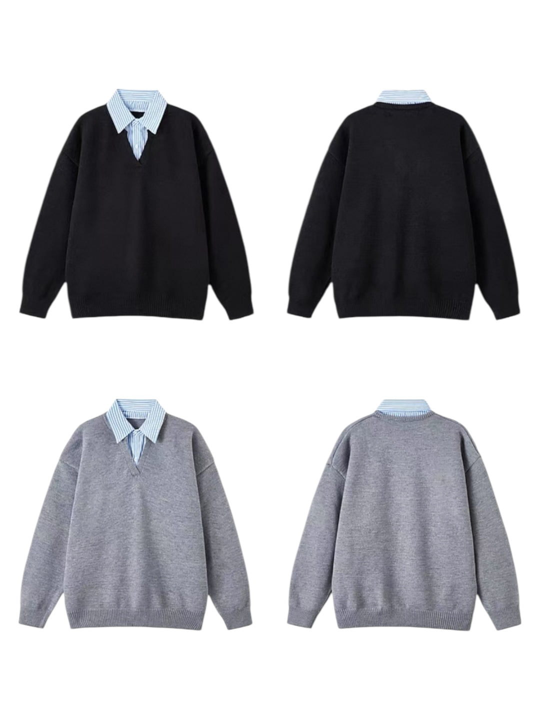 [W.K] LAYERED STRIPE POLO KNIT st5051