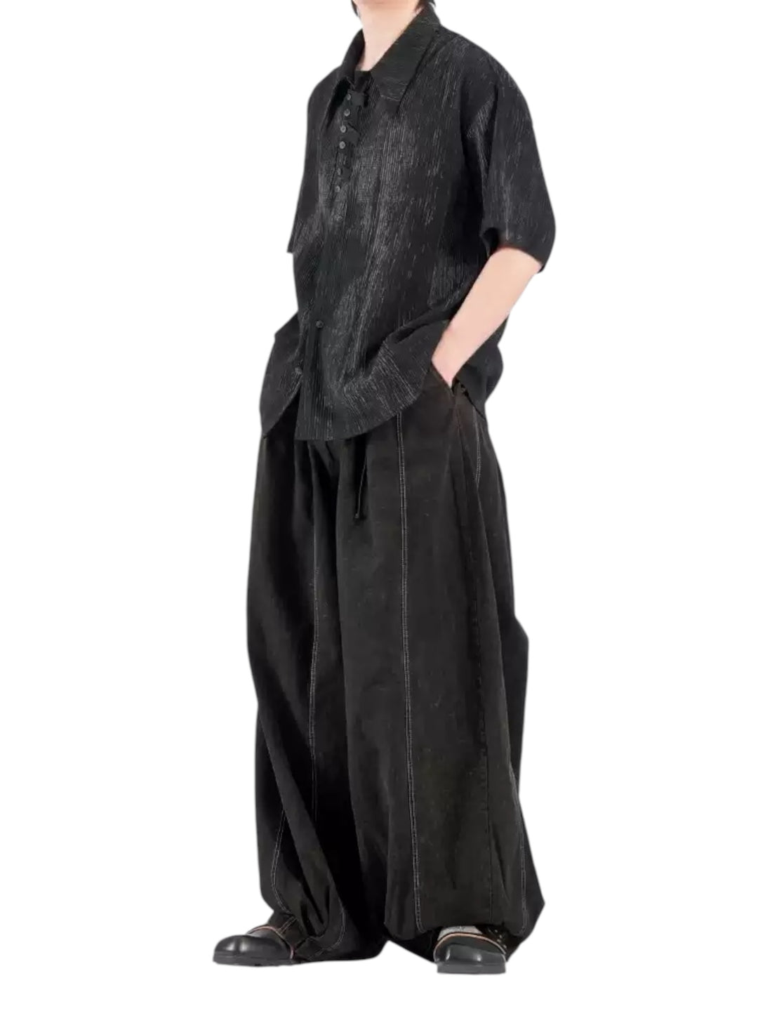 [NO SENSE] DRAPE TEXTURE COLLAR SHIRT st5019