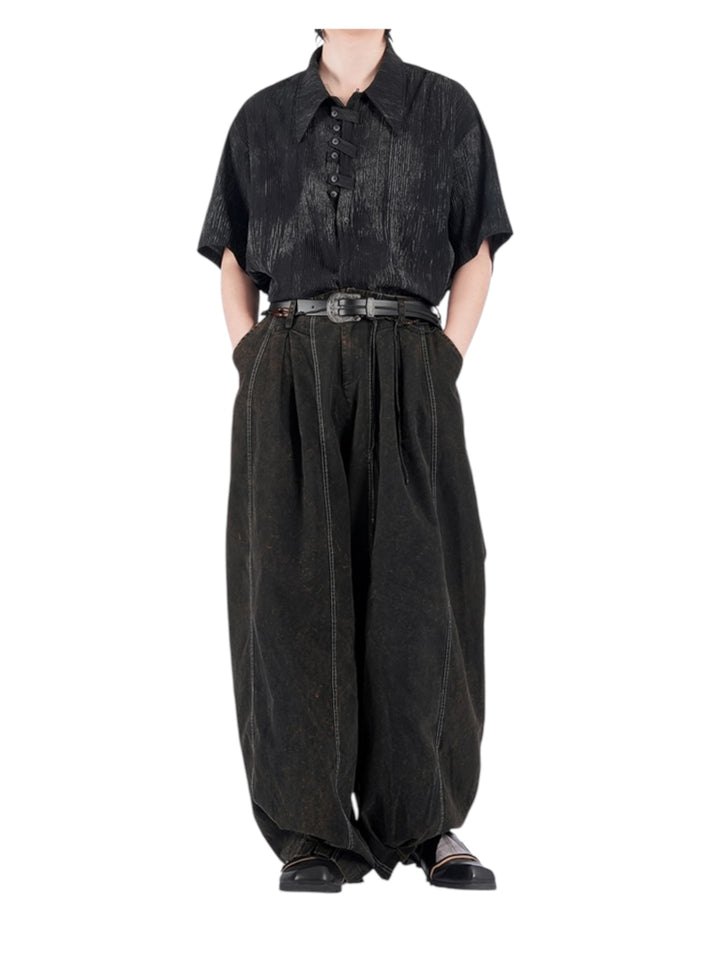 [NO SENSE] DRAPE TEXTURE COLLAR SHIRT st5019