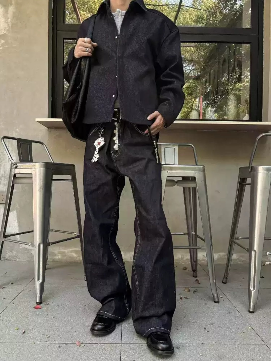 [DECEYE] DISTRESSED A-CUT DENIM JEANS st5020