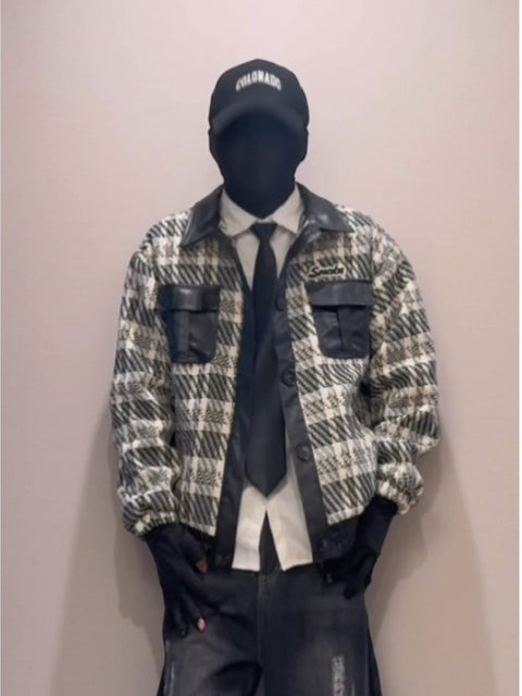 PLAID PANELLED RELAXED JACKET TT069