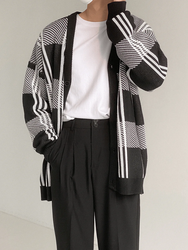 चेक डिज़ाइन कोरियन कार्डिगन st61