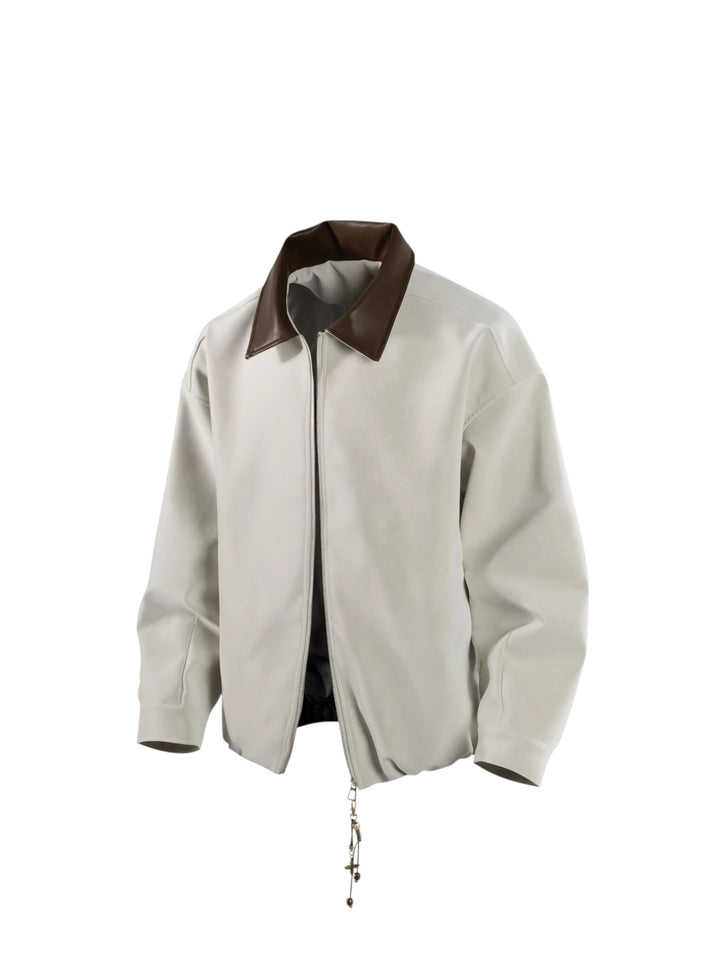 COTTON PANELLED DOUBLE-LAYER COLLAR OVERSIZED WORK JACKET  ST5133