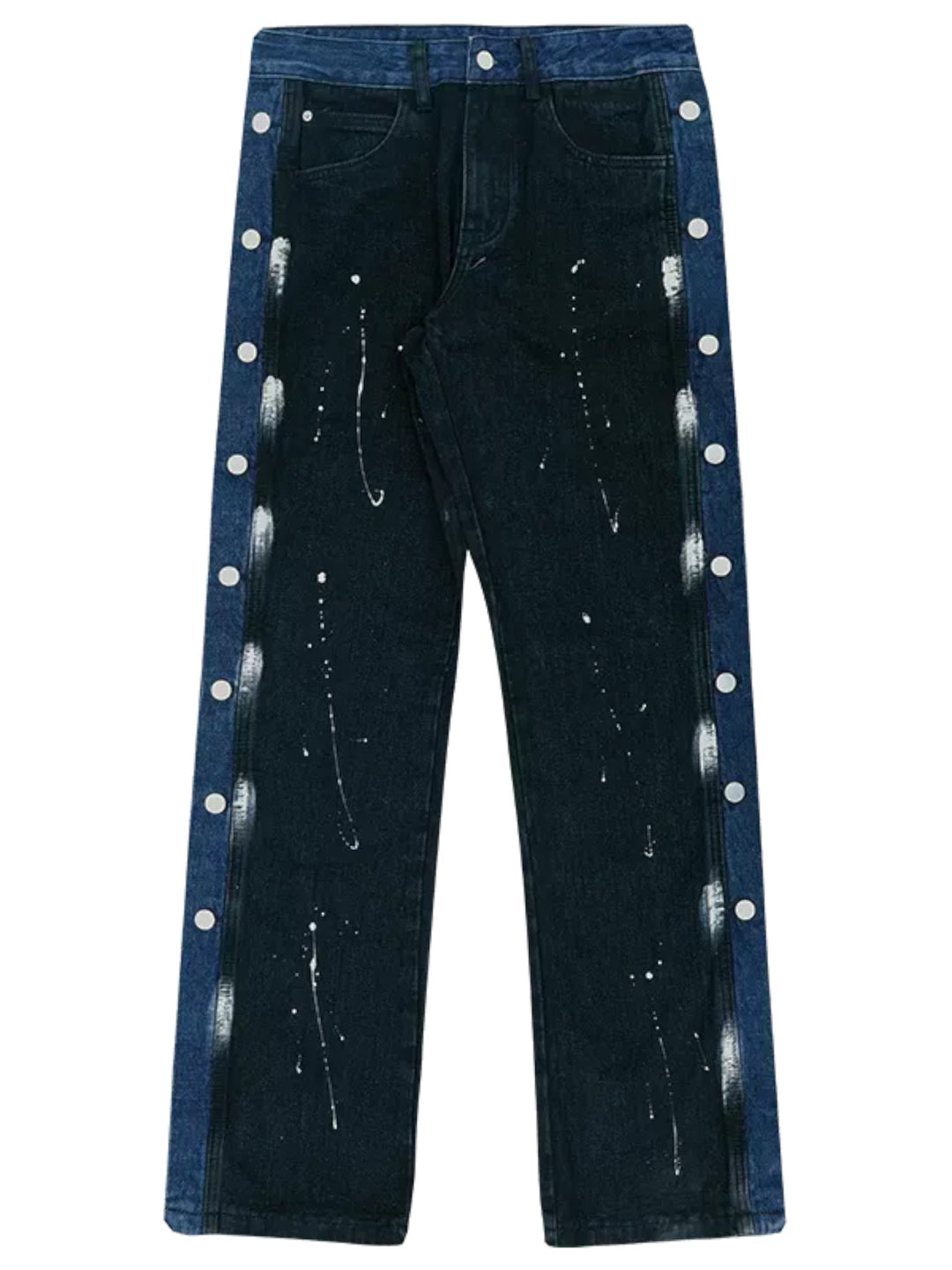 BUTTONED SPLATTER PAINT LOOSE STRAIGHT JEANS ST5194