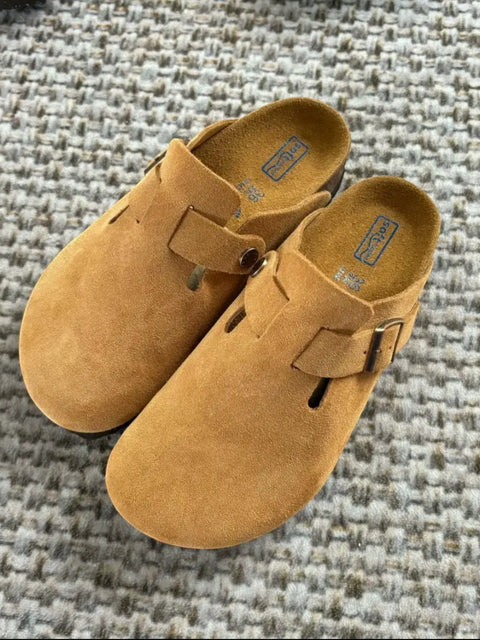 LEATHER CORK SOLE SLIP-ON CLOG SANDALS ST5149