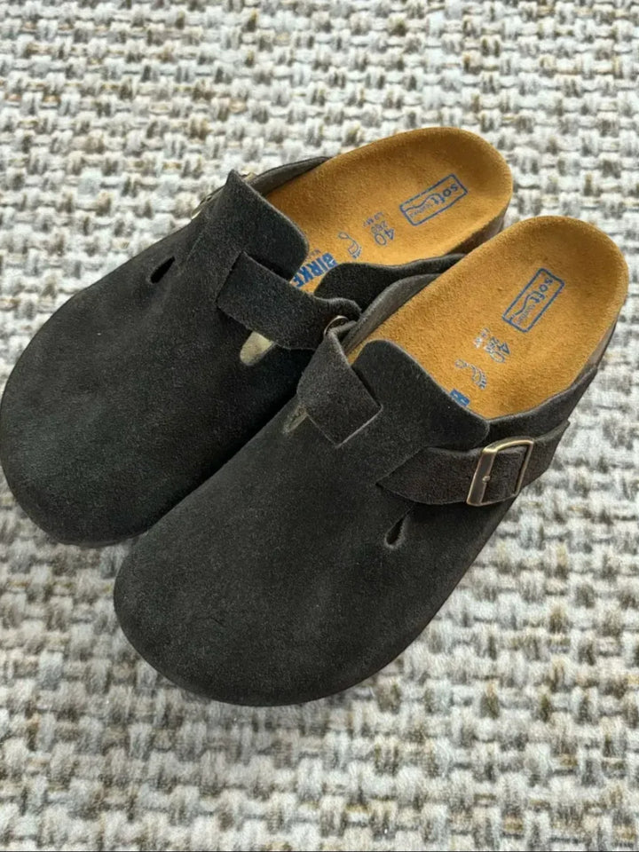 LEATHER CORK SOLE SLIP-ON CLOG SANDALS ST5149