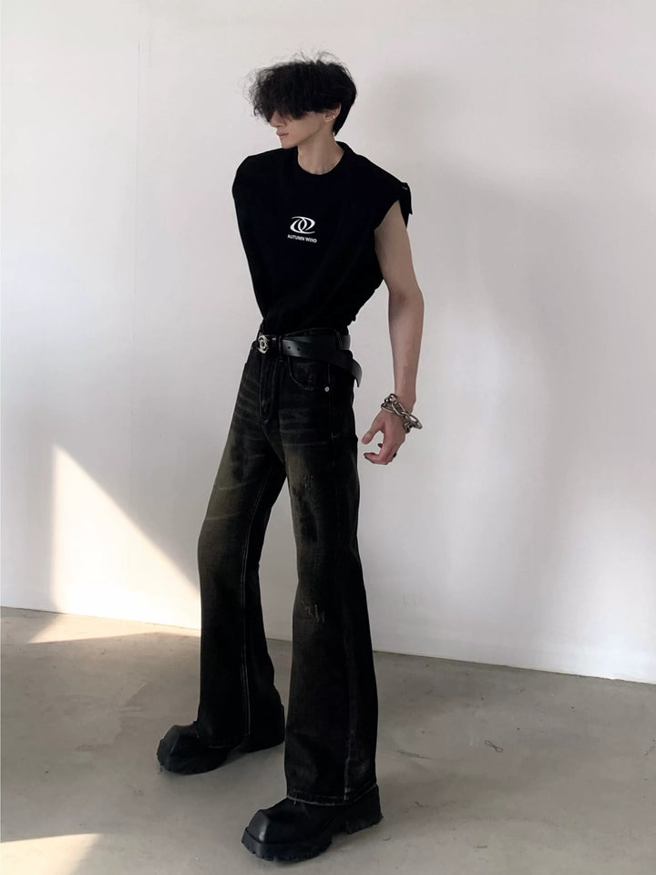 VINTAGE WASHED FLARED HIGH-WAIST JEANS ST5209