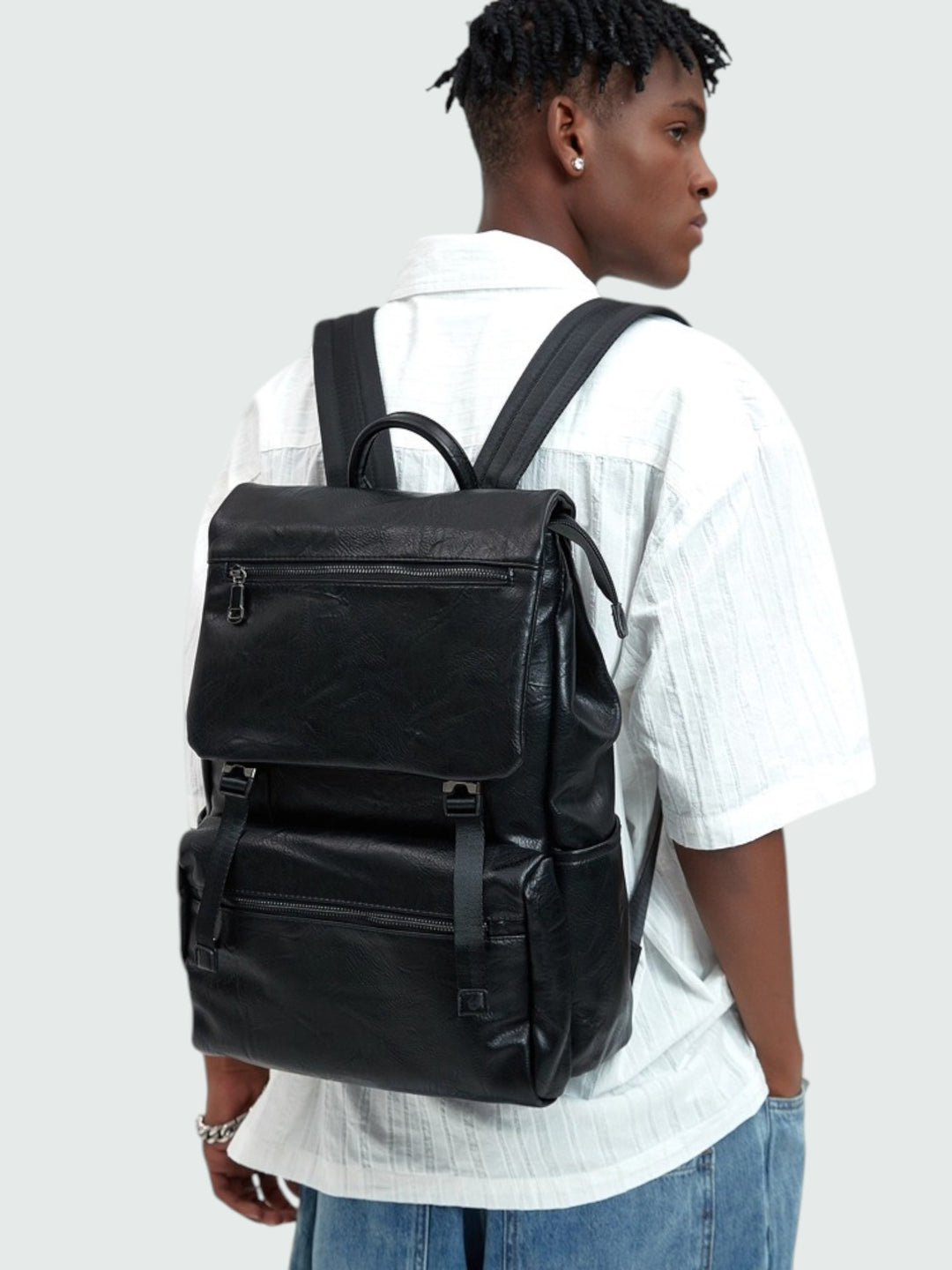 [NESBIT] FAUX LEATHER COMMUTER BACKPACK st5067