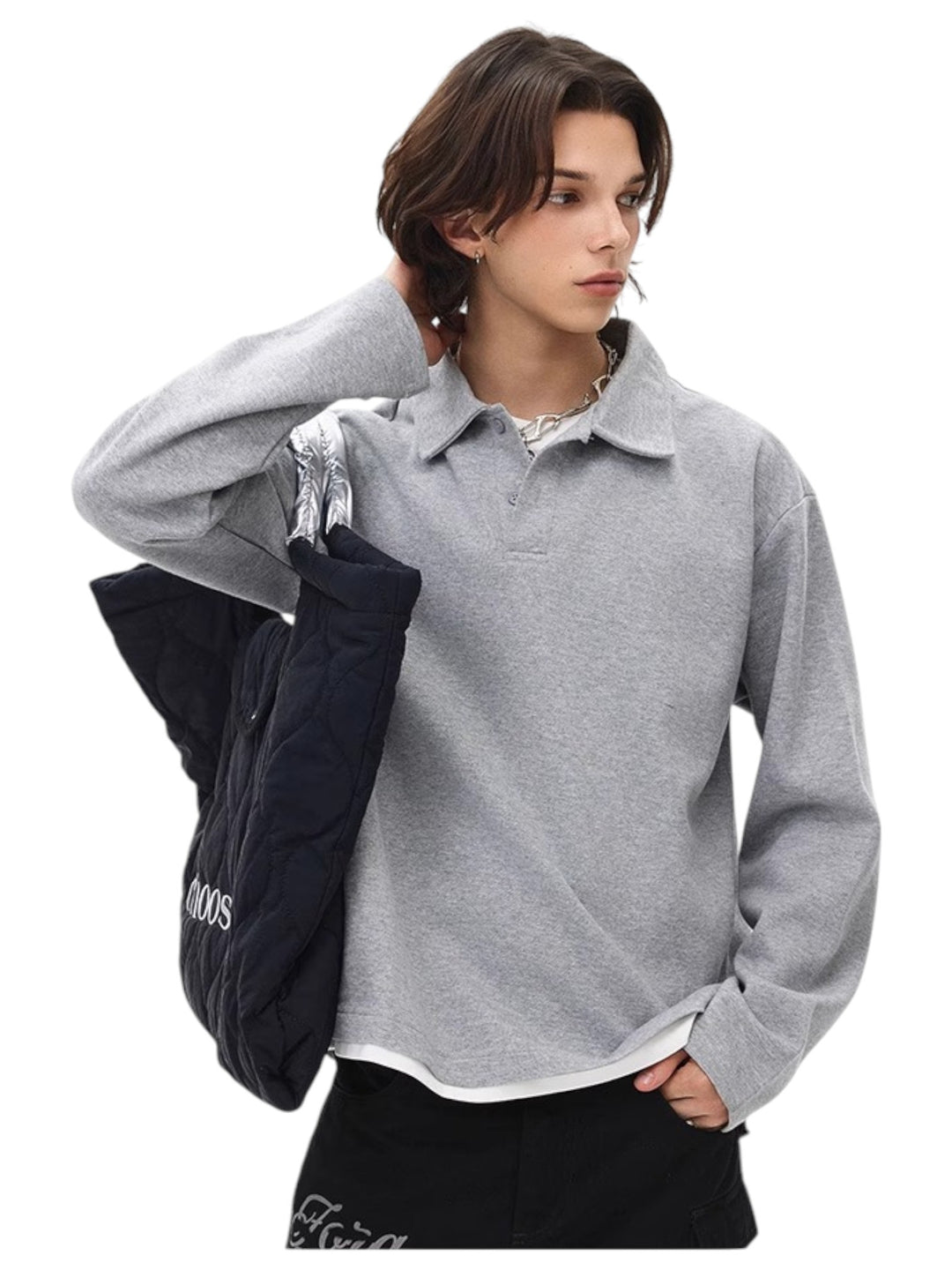 [BLAEXIT] BLAEXIT LAYERED-COLLAR POLO SHIRT st5043