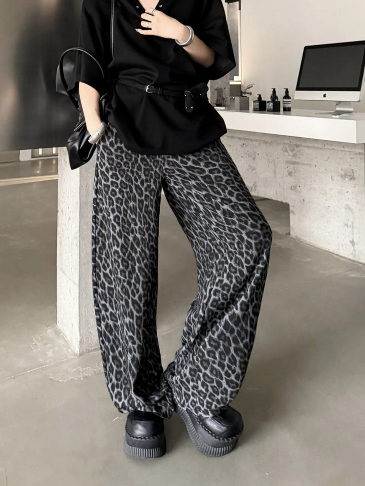 LEOPARD PRINT HIGH-WAIST WIDE-LEG TROUSERS ST5207