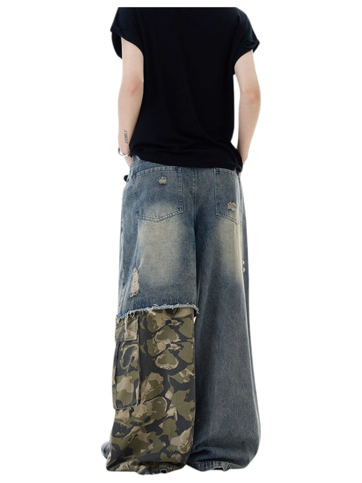 [MADWITCH] PATCHED CAMO DESTROYED JEANS st5033
