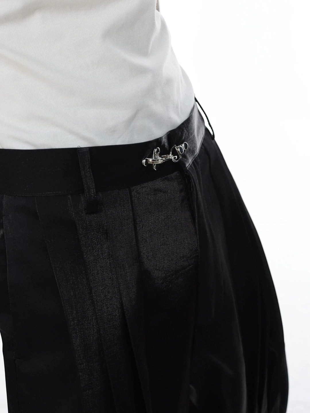 STRUCTURED METAL-BUTTON STRAIGHT TROUSERS ST5206