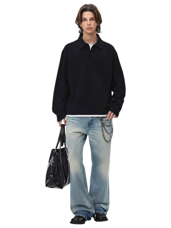 [BLAEXIT] BLAEXIT LAYERED-COLLAR POLO SHIRT st5043