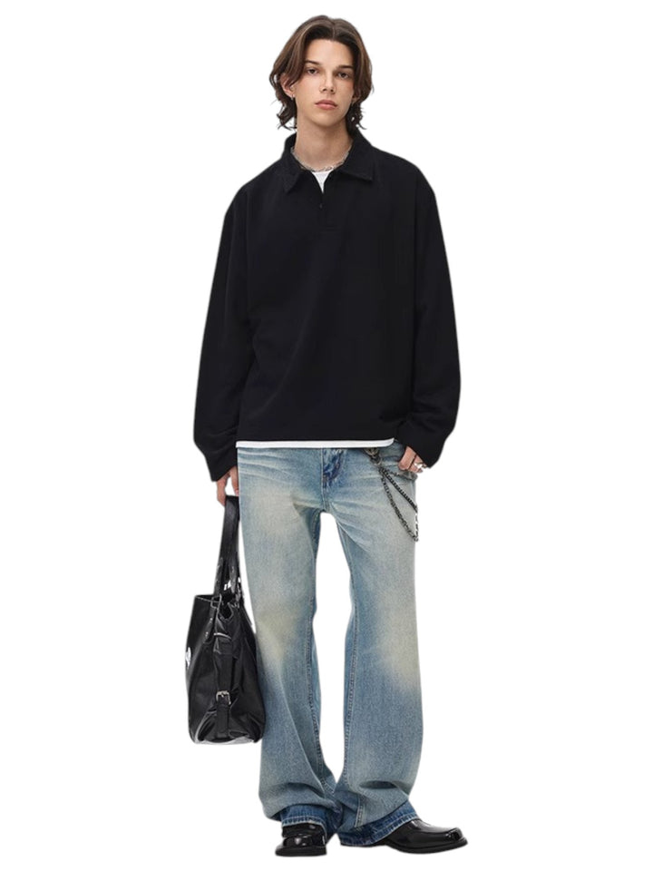 [BLAEXIT] BLAEXIT LAYERED-COLLAR POLO SHIRT st5043
