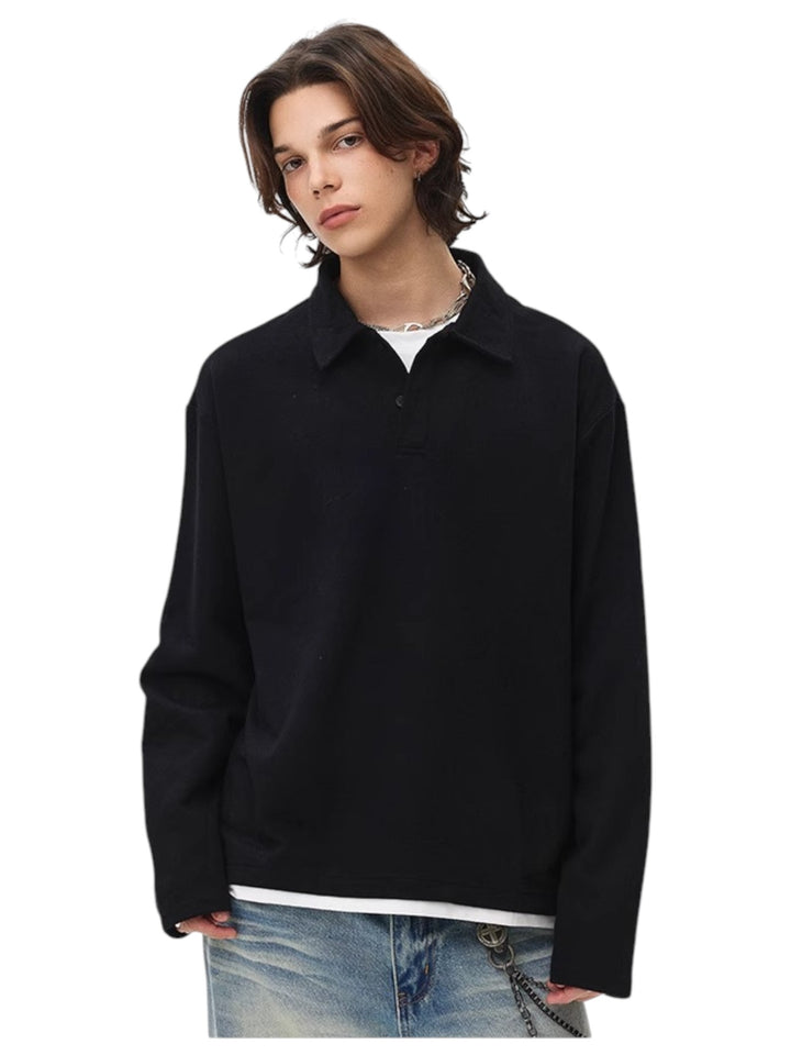 [BLAEXIT] BLAEXIT LAYERED-COLLAR POLO SHIRT st5043