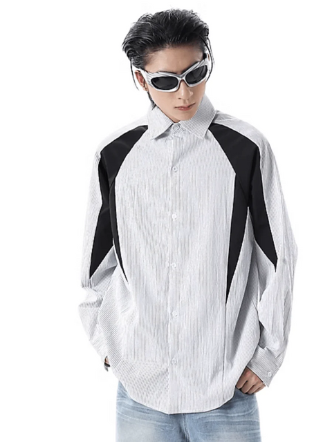 PANELLED STRIPED SHIRT JACKET st1859