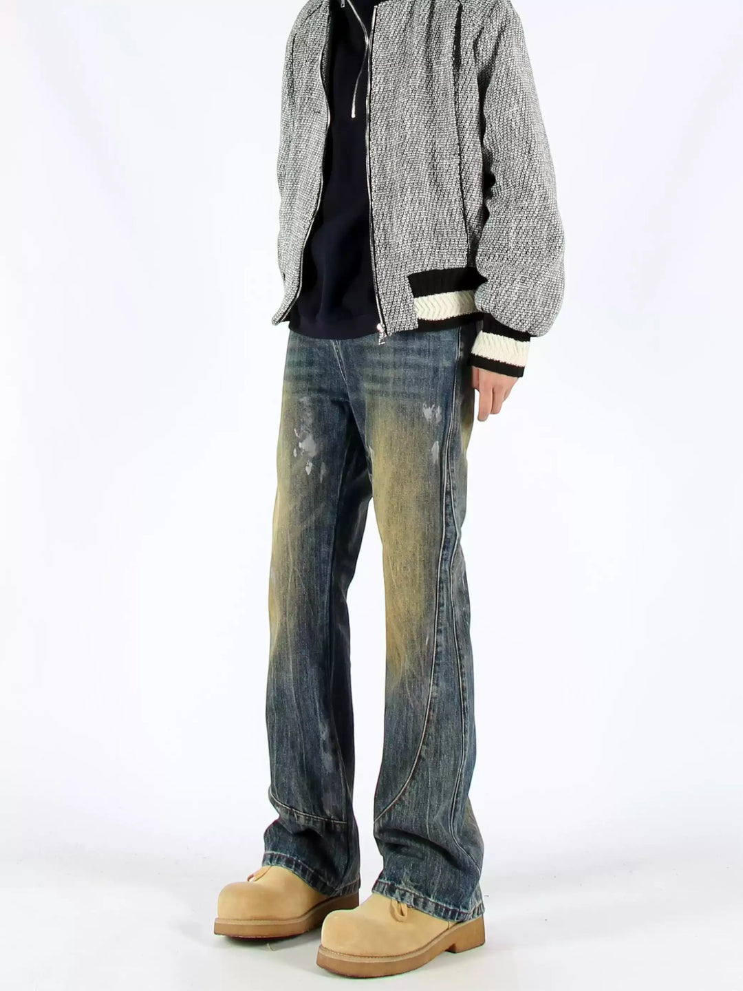 VINTAGE VIBE SPLATTERED WASHED FLARED JEANS ST5189