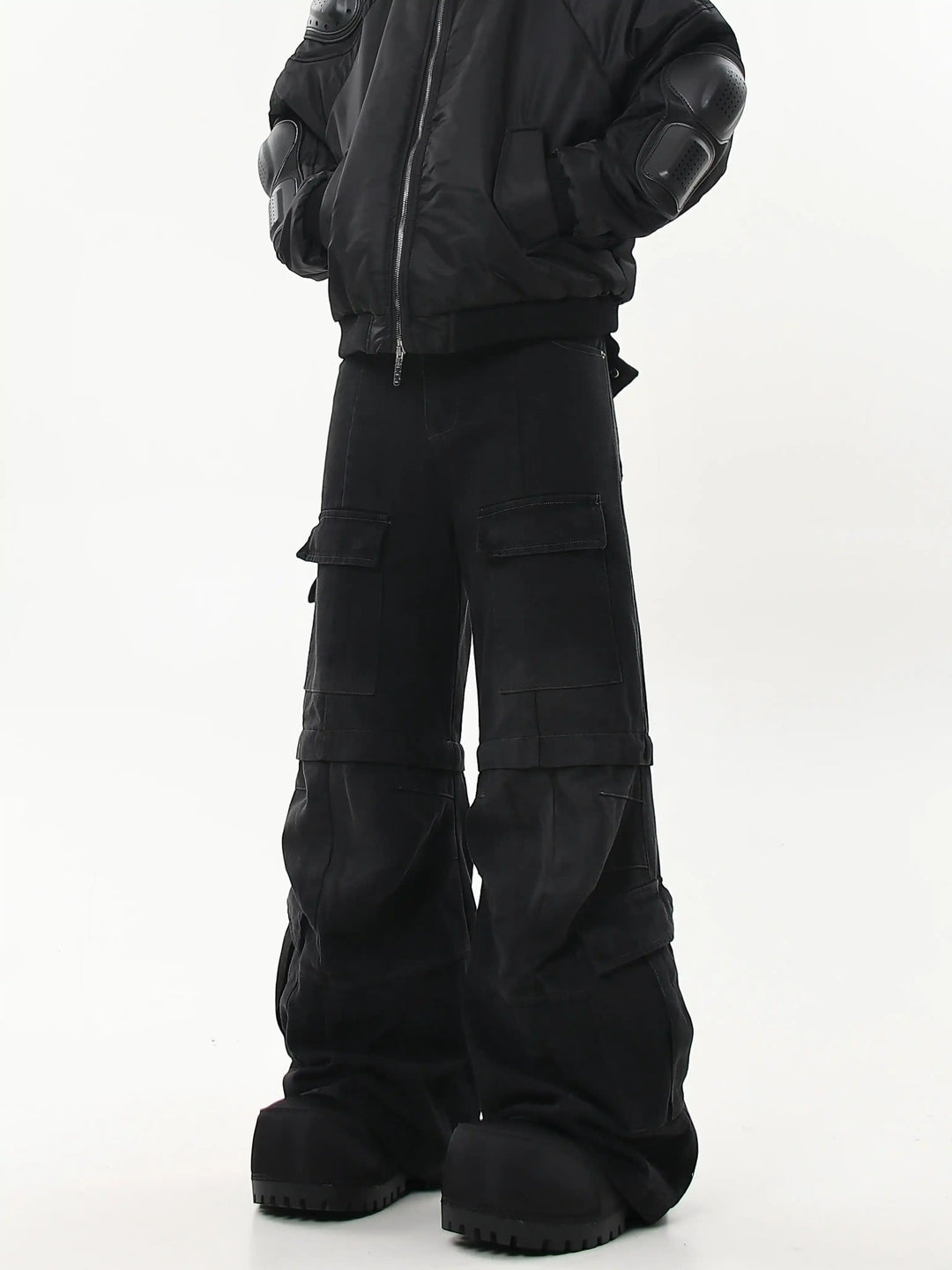 VINTAGE MULTI-POCKET DETACHABLE FLARED CARGO JEANS ST5195