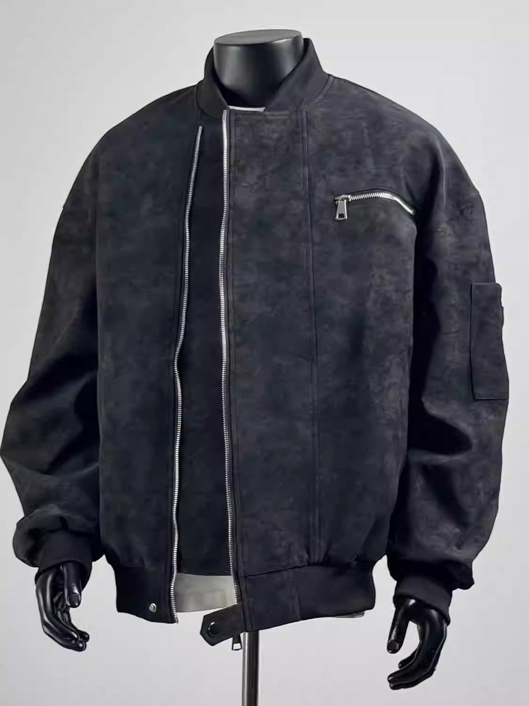 [TANCCHUI] LOOSE STAND-COLLAR MOTO JACKET st5038