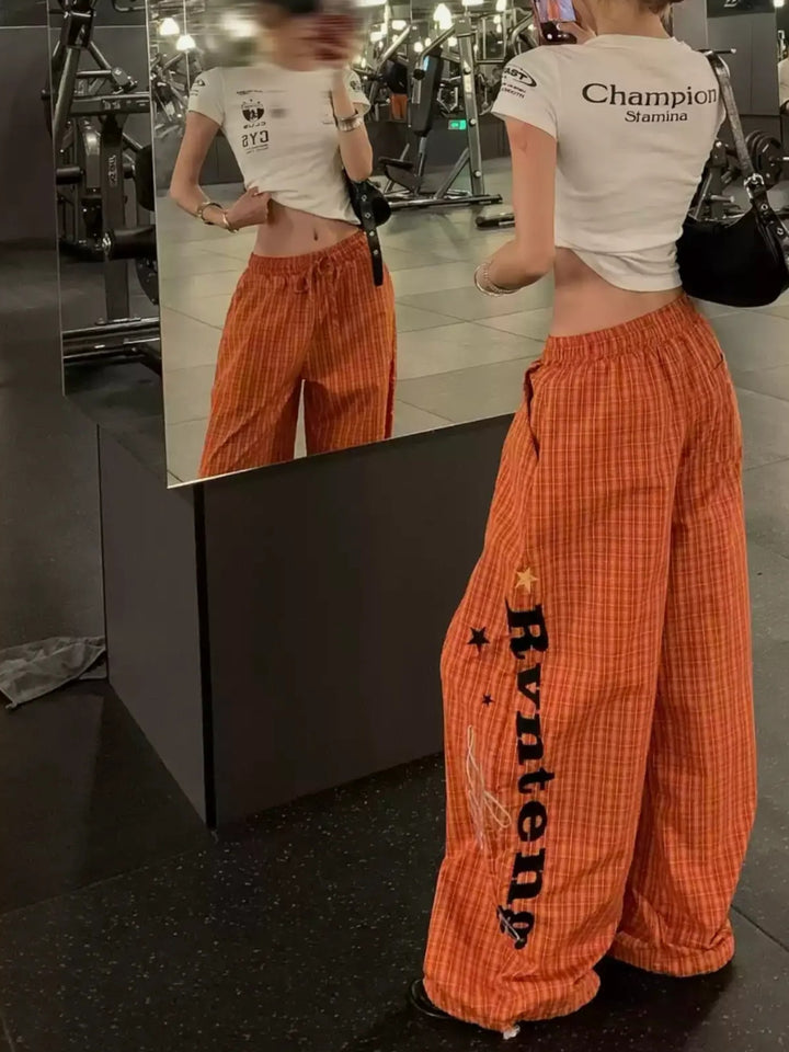 LETTER PRINT WIDE-LEG TROUSERS ST5176