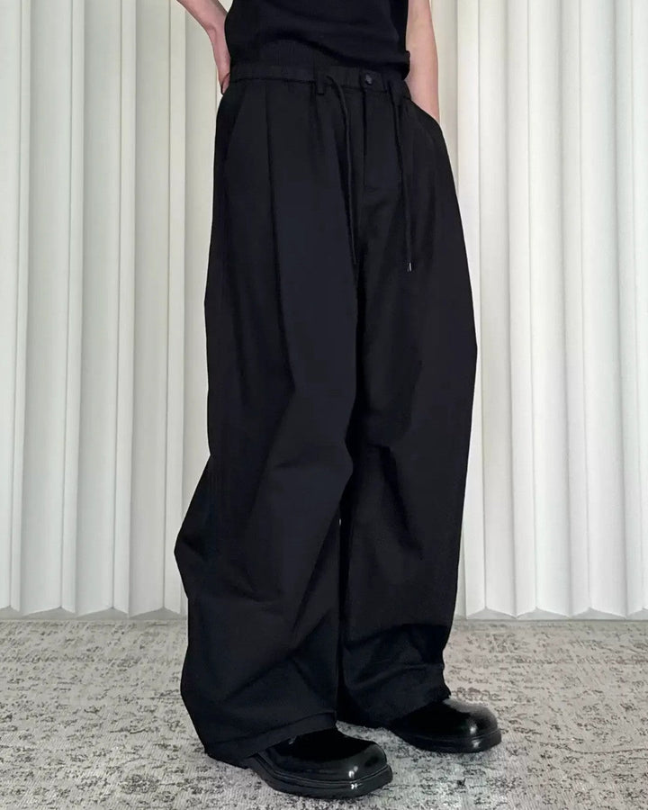 COTTON PLEATED PARACHUTE PANTS MT087