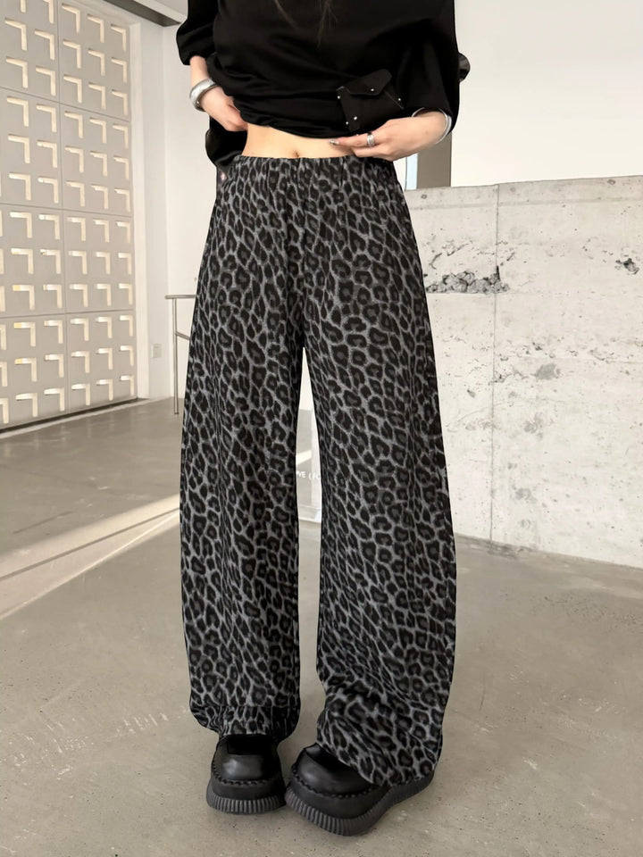 LEOPARD PRINT HIGH-WAIST WIDE-LEG TROUSERS ST5207